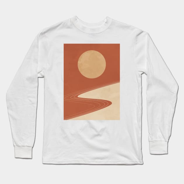 Moon and Road - Minimalist Scandinavian 1 Long Sleeve T-Shirt by Colorable